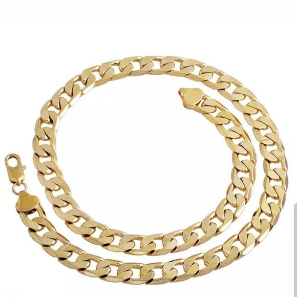 NEW 18k gold plated 24" cuban link chain necklace - Picture 3 of 8